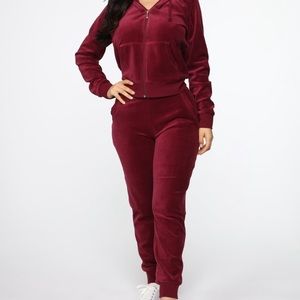 The Original Trendsetter Velour Set-Burgundy